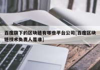 百度旗下的区块链有哪些平台公司[百度区块链技术负责人是谁]